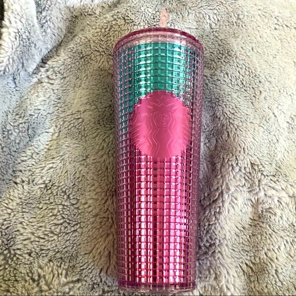 BNWT Starbucks Summer 2021 Pink Teal Disco Tumbler